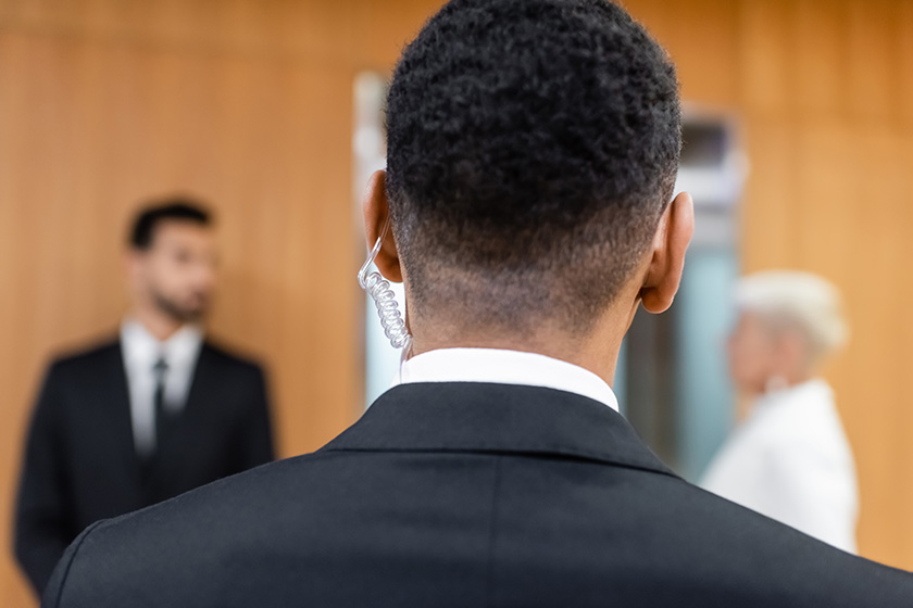 Back view of african american security man